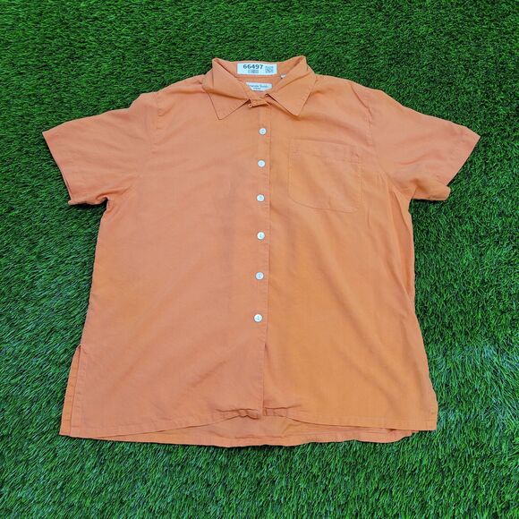 Amanda-Smith Button Shirt Womens Large 21x26 Orange - Picture 1 of 13